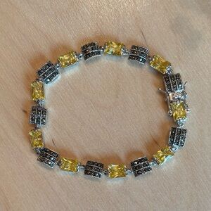 Marcasite and yellow crystal silver bracelet.